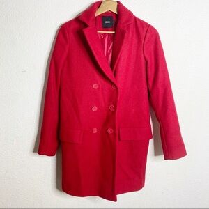 ASOS- Red Wool Blend Pea Coat Size 4